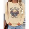 Fall Clothes for Women Mountain Sunrise Illustration Print Sportswear Womens Tops Long-sleeved Comfortable Breathable Fabric Shirt Daily