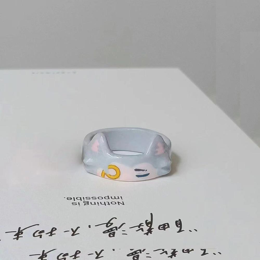 Cartoon Childlike Cute Enamel Drip Glaze Cat Ring Niche Design Girl Heart Versatile Animal Student Ring