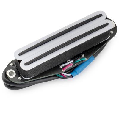 Musiclily Pro ST-DPMC Ceramic Single-Size Humbucker Pickup, 9.2K, for Strat Electric Guitars, White Body, Black Rails