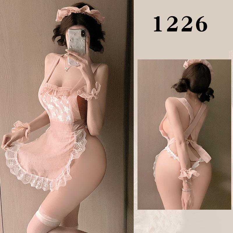 Sexy lingerie maid seduction uniform cosplay small boobs big kitchen maid suit sexy