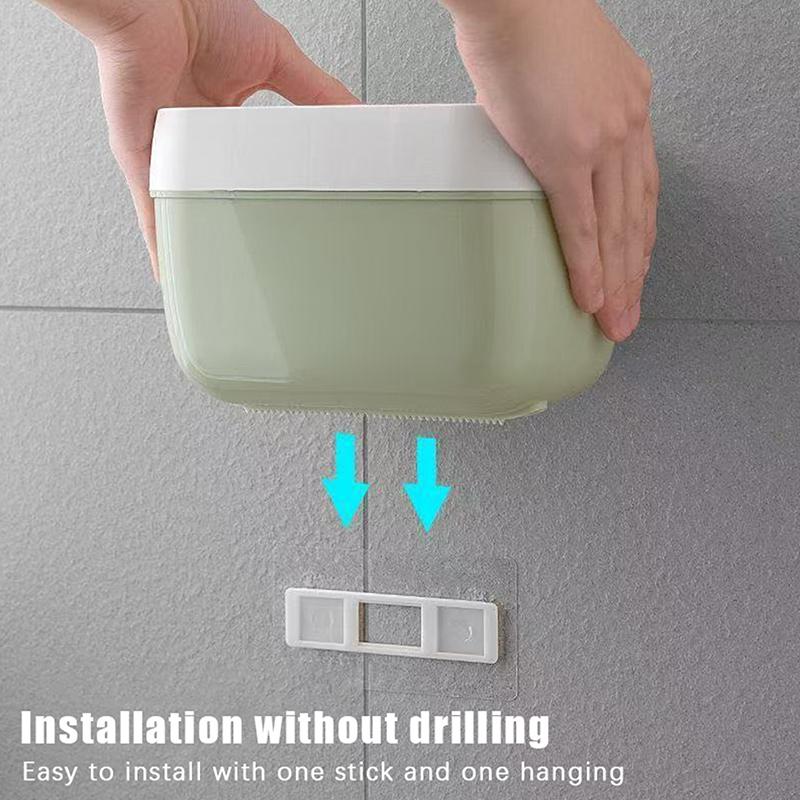 Space-Saving Wall-Mounted Toilet Paper Holder With Tissue Dispenser & Storage-Easy Adhesive Installation Creative Roll Paper Bo