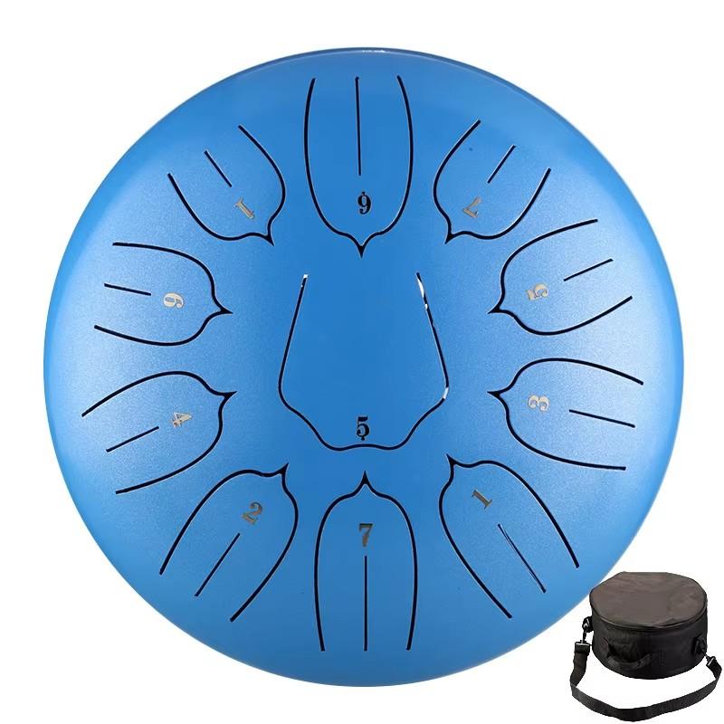 Hluru 10 Inch 11 Notes Glucophone Steel Tongue Drum D Tones Music Drum Ethereal Drum Percussion Instrument 11 Notes Steel Drum