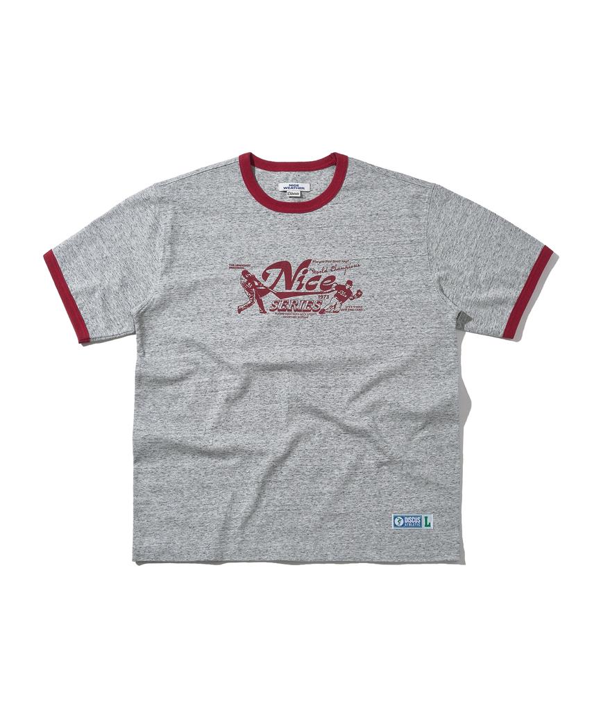 DISCUS ATHLETIC Nice Weather Collaboration Nice Series Ringer T-Shirt H.Grey