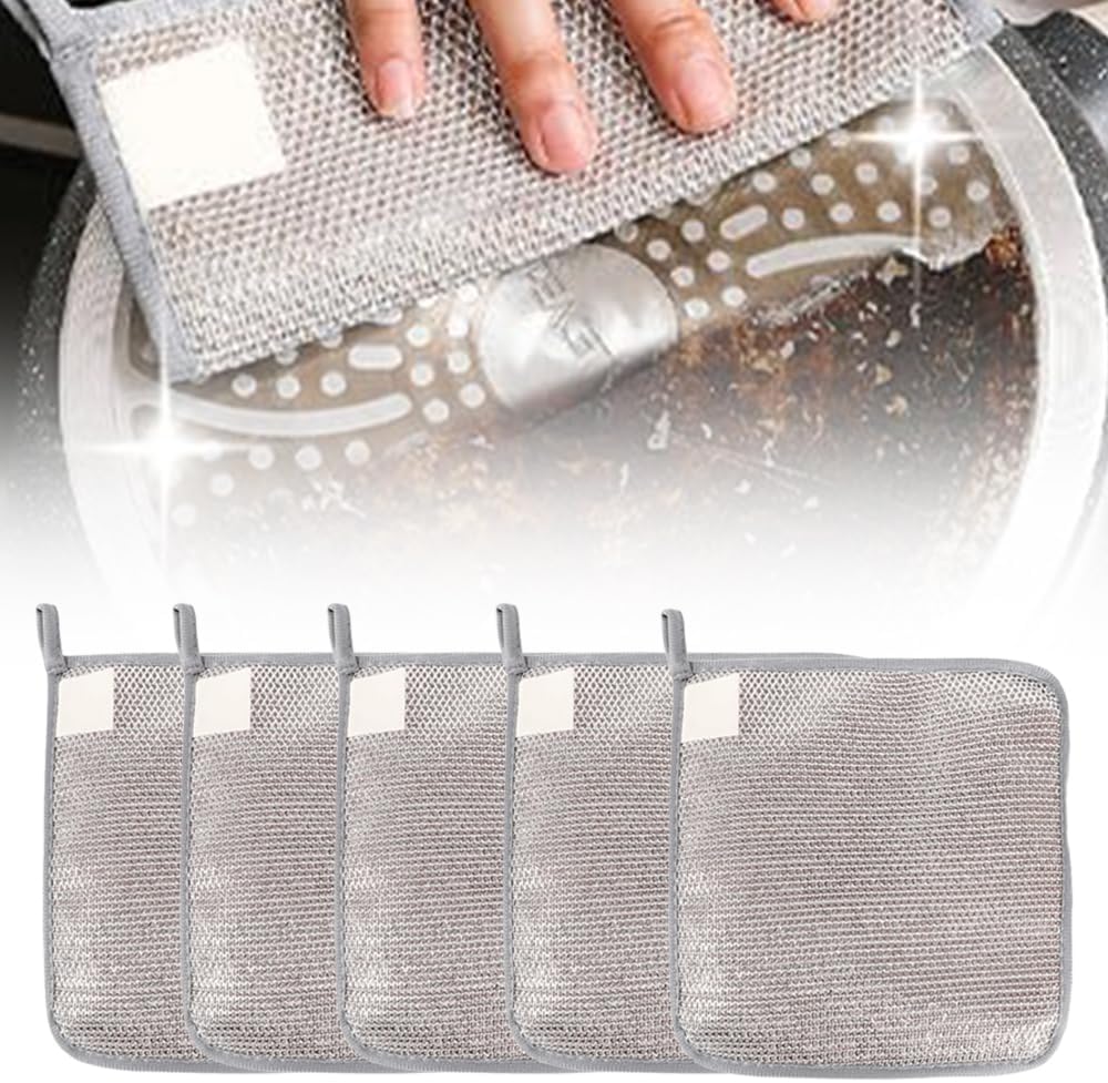 

Multipurpose Wire Dishwashing Rags for Wet and Dry Metal Scrubbing Pads Sponge Cloths Towels Clean Non-Scratch Wire Dishcloth