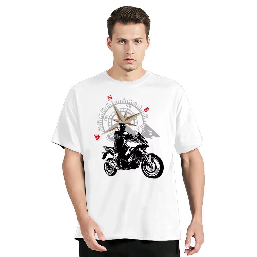 

Графическая футболка с изображением горного мотоцикла и компаса, забавная футболка для путешествий, мужская одежда, модная футболка в стиле харадзюку, свободные топы, мотоциклетная футболка XXXXXL белый