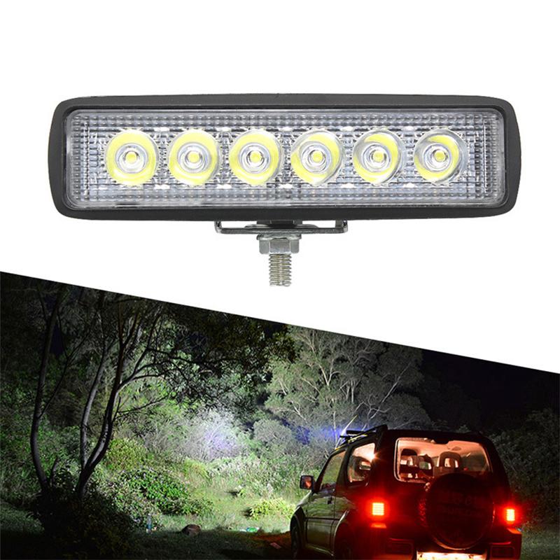 1Pc 12V 18W 6000K Bright Work Light Car Led Light Bar Ip67 Waterproof Flood Spot White Off Road Head Light Driving Lamp