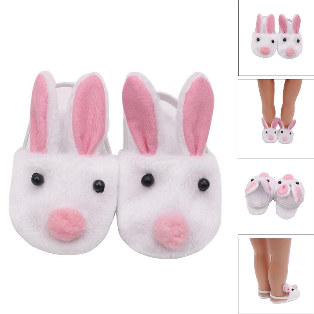 Lovely Plush Rabbit Slipper Shoes For 18 inch Our Generation
