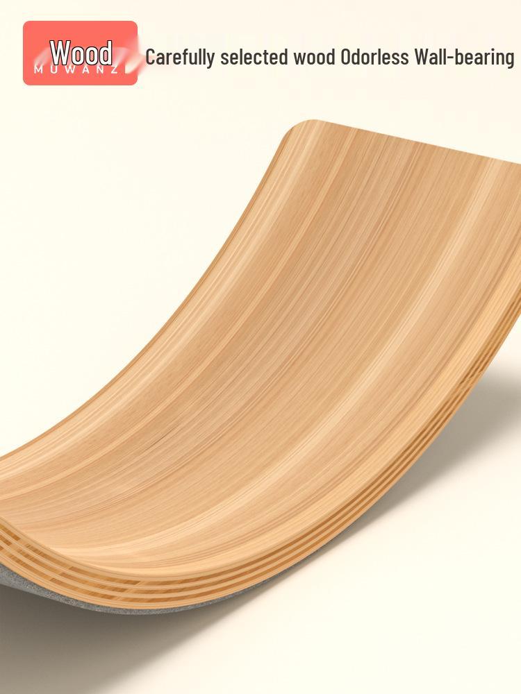 Wooden Curved Balance Board for Indoor Sensory Training - Interactive Two-Person Educational Children's Smart Seesaw.