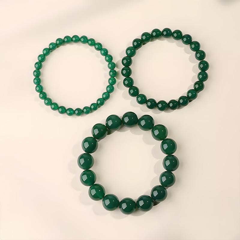 Men's and Women's Natural Green Agate Bracelet - Jade Chalcedony Crystal Beads Gift
