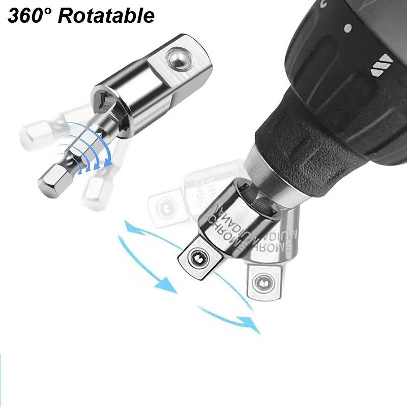 Angle Drill Chuck 105 Degree Attachment Hex Socket Adapter Extension Set Power Tool Driver Rotatable Screwdriver Bit Holder Nut