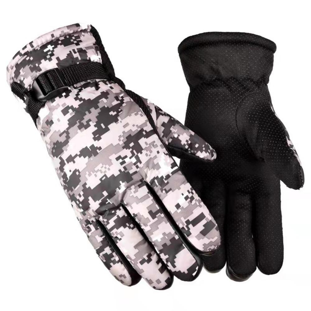 Winter outdoor riding piled thickened warm ski gloves