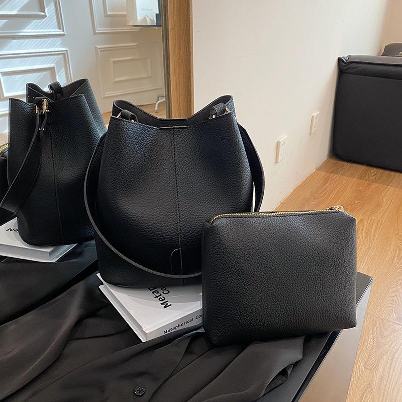 

Сумка-ведро, двухкомпонентная маленькая сумка, новая модная сумка через плечо для пожилых женщин чёрный