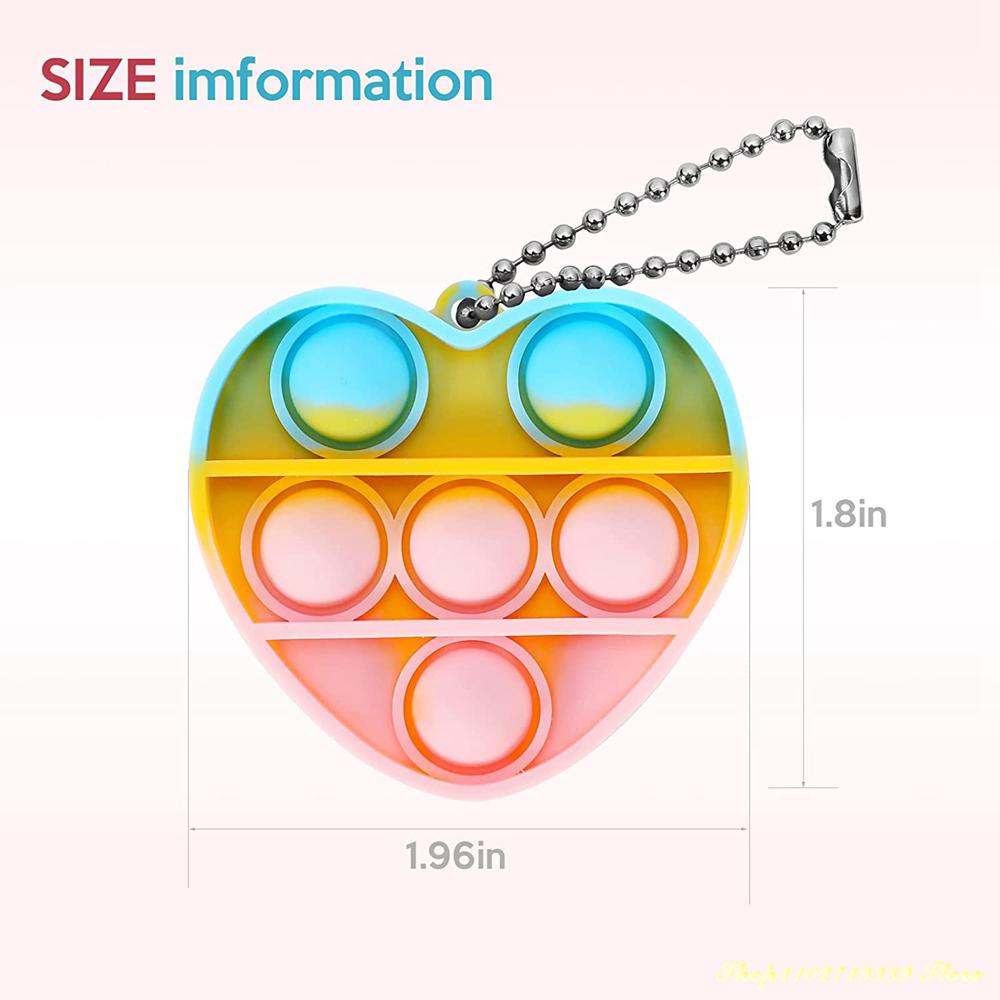 36PCS Mini Heart Pop Fidget Toys Pack Party Favors Pop Bubble Fidget Bulk Sensory Toy Keychain Wrap Stress Reliever Anti-Anxiety