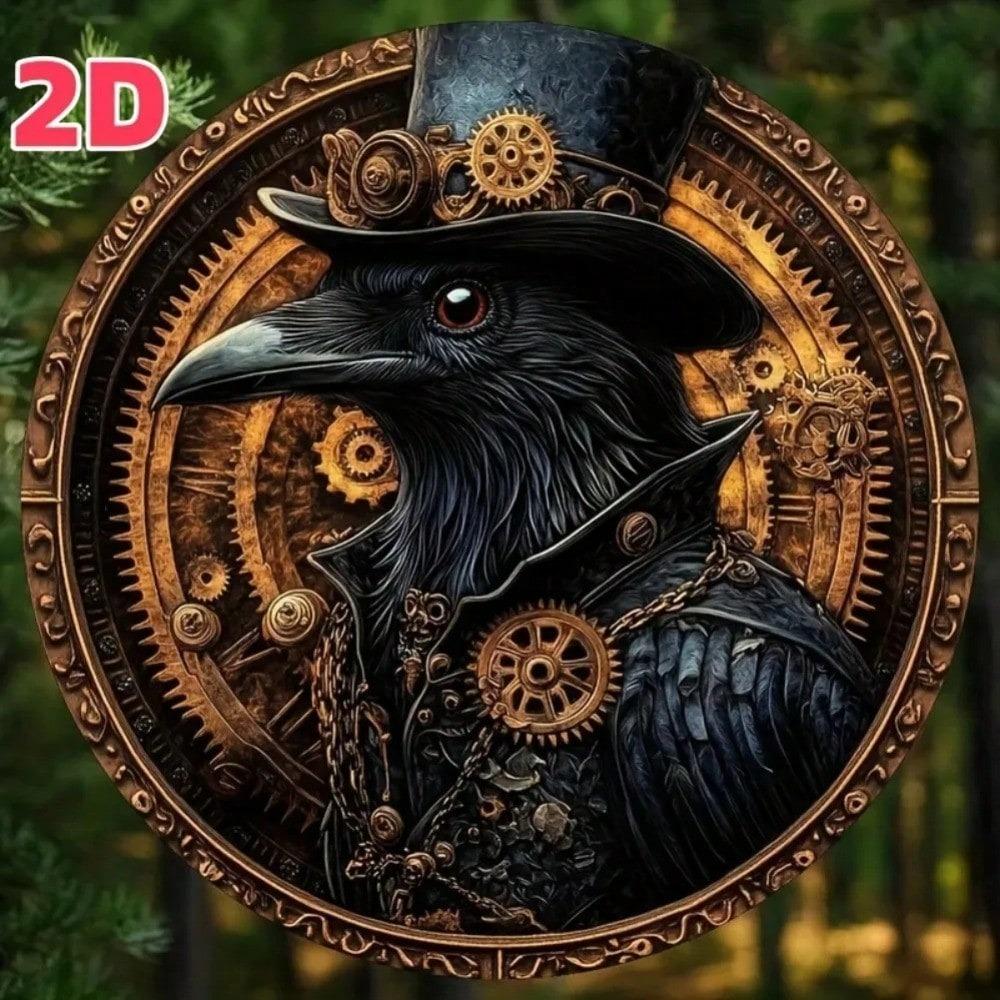 Vintage Metal Raven Wall Art Decor for Home Office Bar Cafe Gift