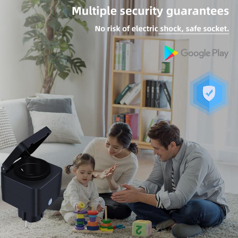 Priză inteligentă Corui Tuya Wifi, mufă inteligentă impermeabilă în aer liber, 16a, control al aplicației Smart Life cu monitor de putere Alexa Google Home