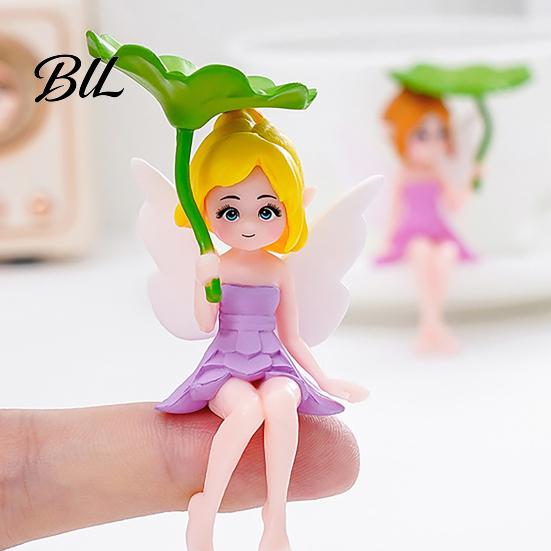 Fairy Garden Decor Miniature Figurines Little Girls Ornaments with Lotus Leaf for Desk Accessory Flower Pot Moss Landscapes Home Shelf Car Delicate