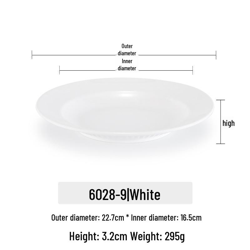 Kaiboya Melamine Plate - Flying Saucer, Straw Hat, Pasta, Salad, Soup, and Dish Plate for Western Restaurant Tableware.