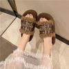 Fashion Fashion Metal Buckle One Strap Platform Slippers Winter New Round Toe Peep Toe Suede Pumps