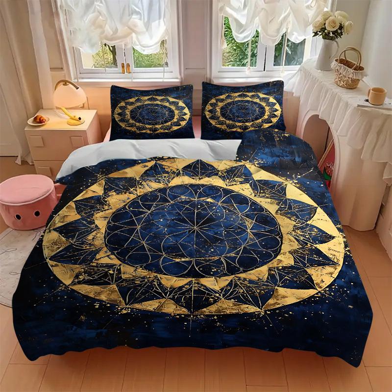 3pcs Cosmic Mandala Bedding Set, Includes 1 Comforter + 2 Pillowcases, Without Pillow Inserts, Soft Comfortable, Lightweight Breathable024