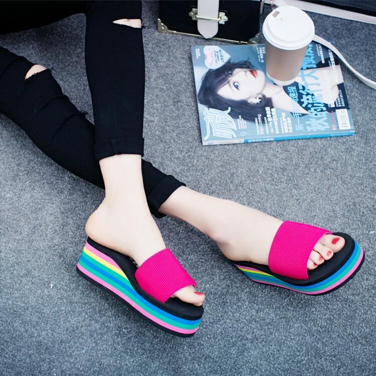 

Women s Wedge-heeled Thick-soled Non-slip Beach Shoes 36 красный