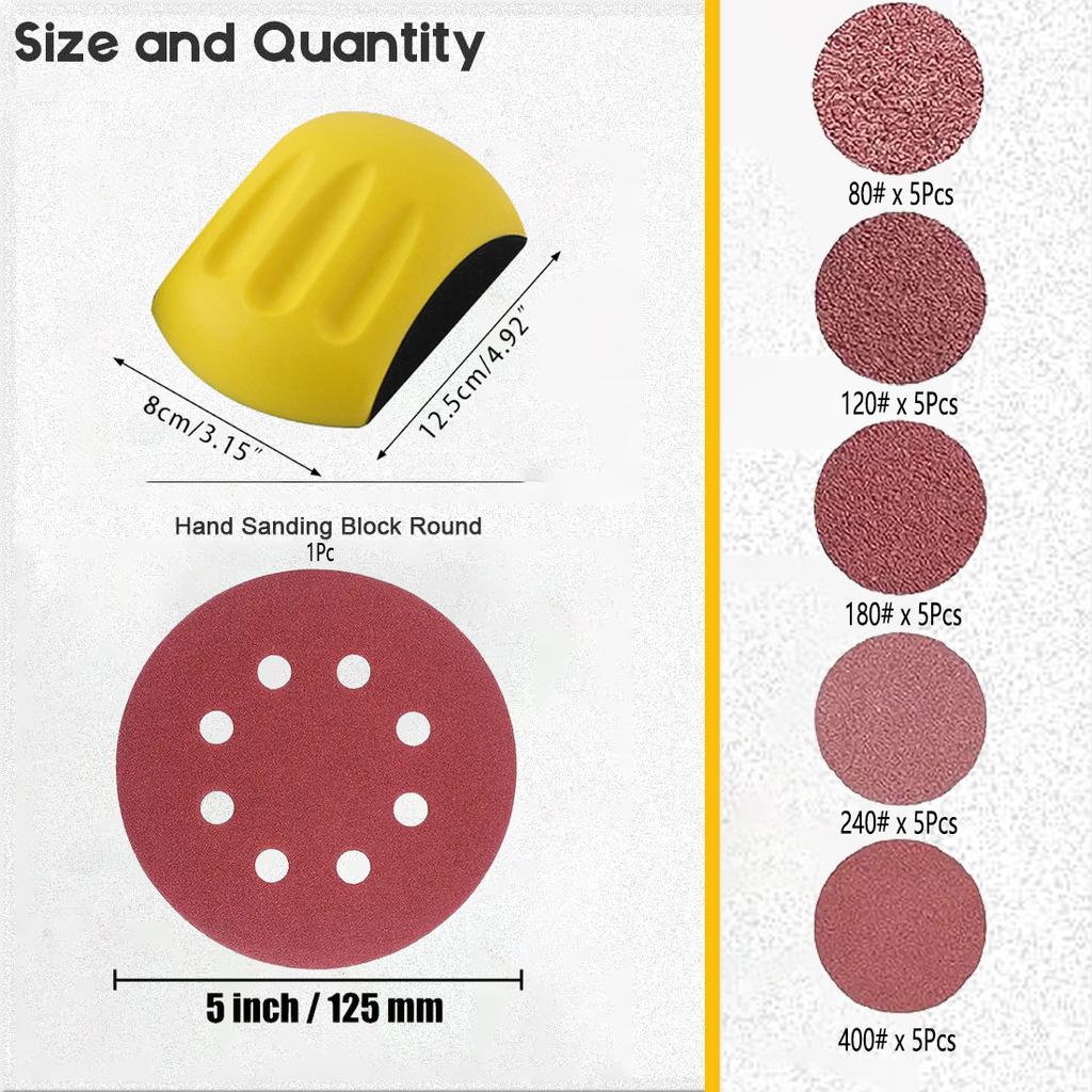 5 Inch Hook And Loop Hand Sanding Block Sanding Mouse Round Pad Hook Backing Plate For Sanders Polishers For Woodworking