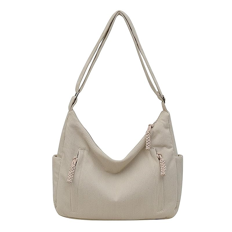 

[KALIDI] shoulder bag tote bag ladies shoulder bag Crossbody large capacity A4 Has an inside pocket corduroy eco bag With zipper Shoulder doesn t hurt