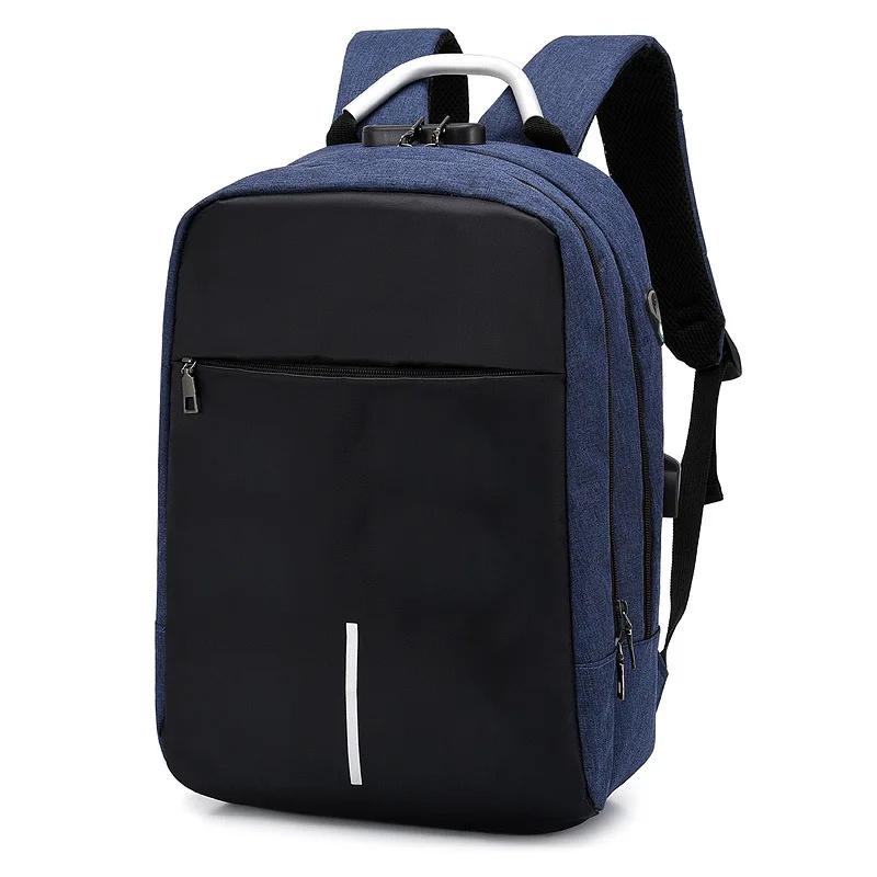 

Business Laptop Backpack Waterproof Multi-function Bag For Laptop 15.6 Inch USB Charging Schoolbag Casual Oxford Cloth Rucksack синий