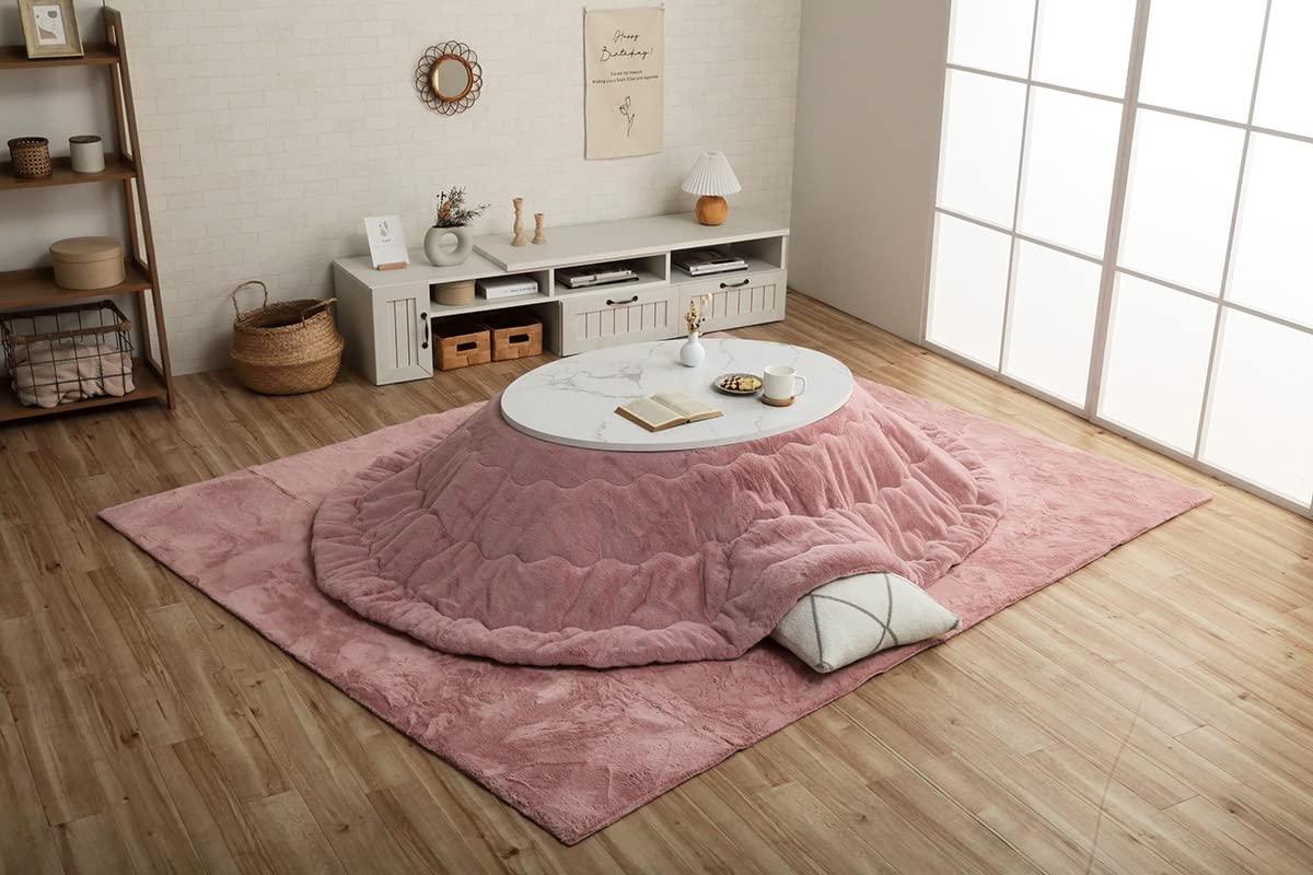 

IKEHIKO Kotatsu Futon, Oval, Lapierce, Dusty Pink, Approx. 185 x 225 cm, Solid Color, Soft, Fluffy, Feminine Design #6842489