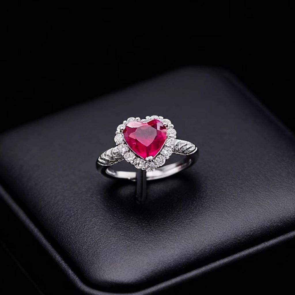 Heart Of The Ocean Women'S Ring Cultivation Sapphire Ruby Love Open Ring Women'S Heart Colored Treasure Ring