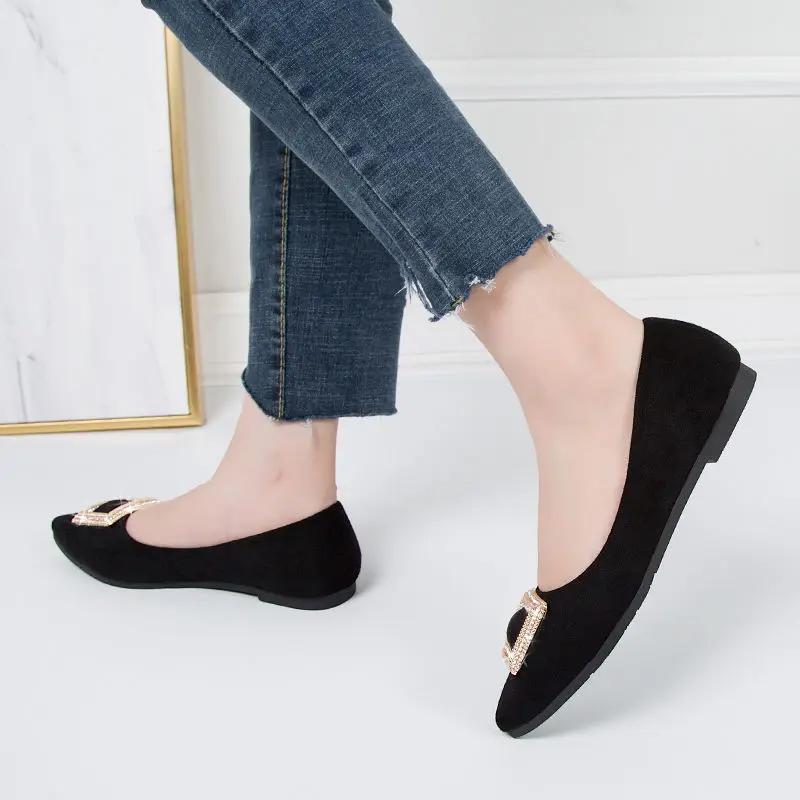 Fashion Wedding Bride Shoe Red Woman Flats Low Heel Elegant Square Buckle Slip On Stylish High Quality Fashion Popular Shoes for Women