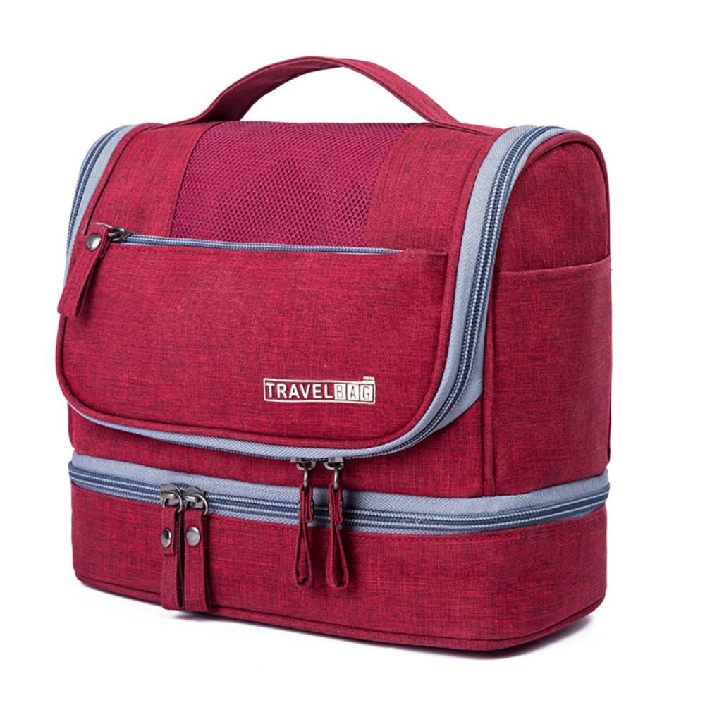 Solid Color Hanging Makeup Bag Multifunctional Waterproof Cosmetic Bag Dry-wet Separation Oxford Cloth Toiletry Organizer Bag