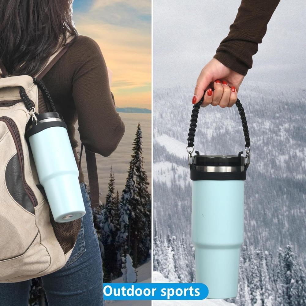 Hand-Free Woven Water Bottle Sling Rope Reusable Stretchable Water Bottle Holder Color Blocking Universal Water Cup Strap