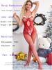 Christmas Sexy Fishnet Bodysuit - Open Crotch Hollow-out Jacquard Lingerie