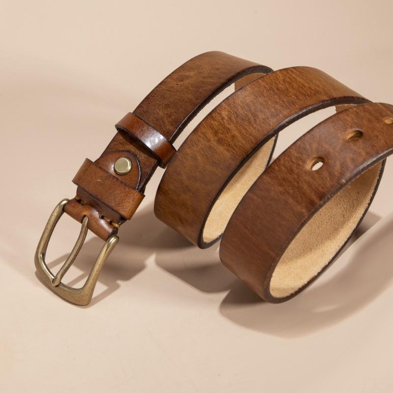 Hot First Layer Cowhide Men's Belt Scalper Leather Belt Classic Men's Versatile Pin Buckle Belt