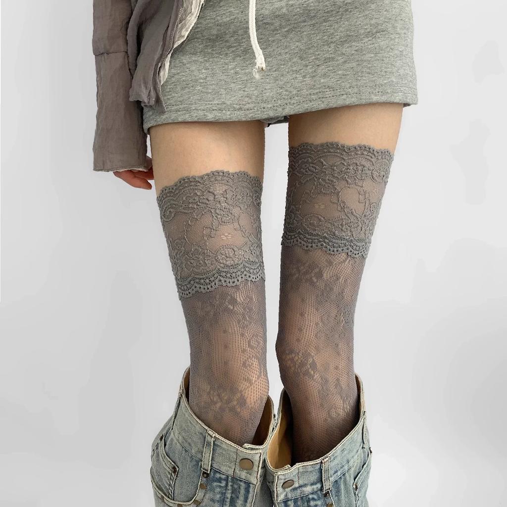 Knee-high Lace Lolita High-tube Sweet Long Tube Socks White Edging Long Tube Half Leg Vintage JK Style Women's Stockings