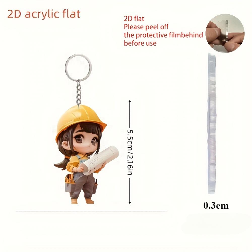 Cute Engineer, 2D Flat Acrylic, Pendant, Suitable for Backpack, Keychain, Gifts, Christmas, Halloween