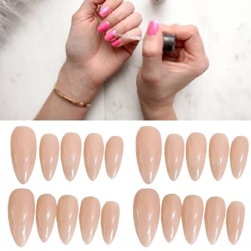 Chinese National Brand Almond-shaped Nail Stickers Pure Color Ice Transparent Design