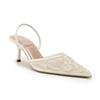 Damen Slingback-High Heels Gaze-Pumps Stickerei Blume mit Spitz zulaufender Spitze Stiletto zum Hineinschlüpfen Sandalen für Kleiderparty Hochzeit, Damenschuhe