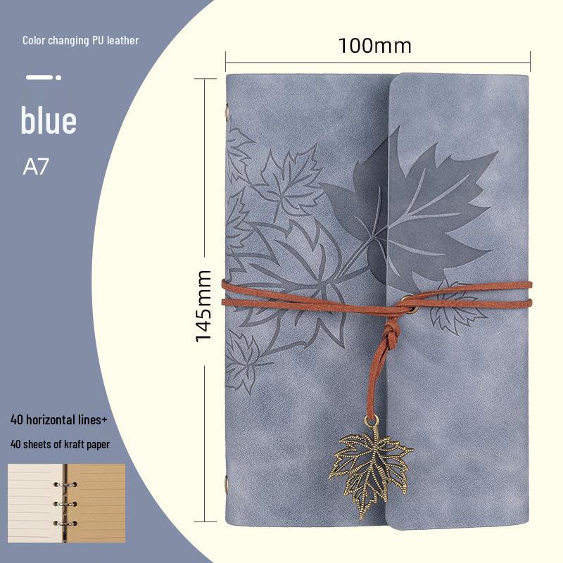 Maple Leaf Retro Loose-Leaf Notebook with Customizable Logo and Skin-Feel Cover