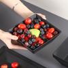 3 Stück Schwarze Kunststoff-Steakplatte Einfarbige Quadratische Abendessen-Snackplatte Sushi Steak Barbecue BBQ Gebäck Obstschale Kuchenplatten