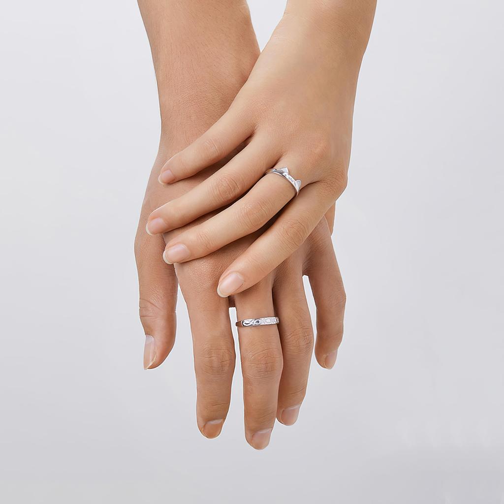 Párování pár prstenů volné velikosti Sada 2 prstenů pro kočku a rybu Stříbrný světelný zásnubní prsten vhodný pro alergiky je dodáván s exkluzivní krabičkou [MIYEKI]