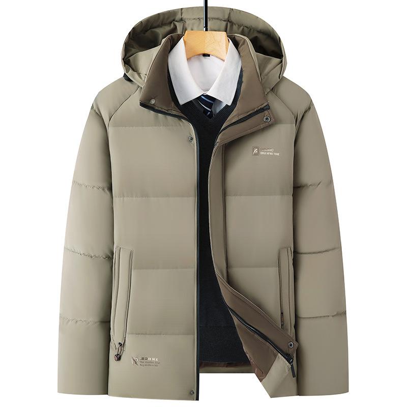 Men's Winter Hooded Jacket - Thick, Windproof & Warm with Zip-Up Front for Outdoor Activities