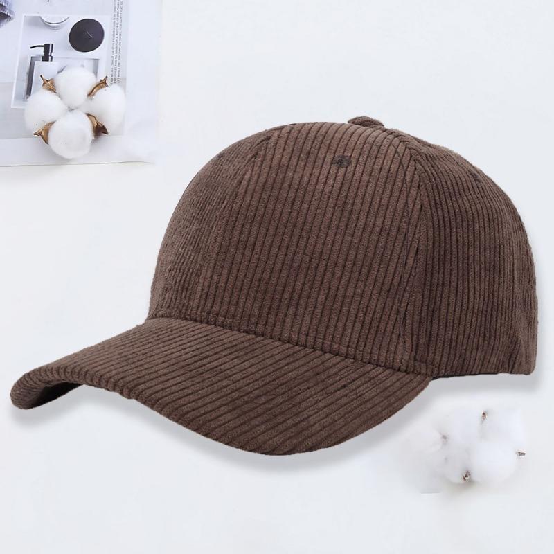 Corduroy baseball cap embroidery autumn and winter outdoor sunshade sun protection peaked cap men's work cap