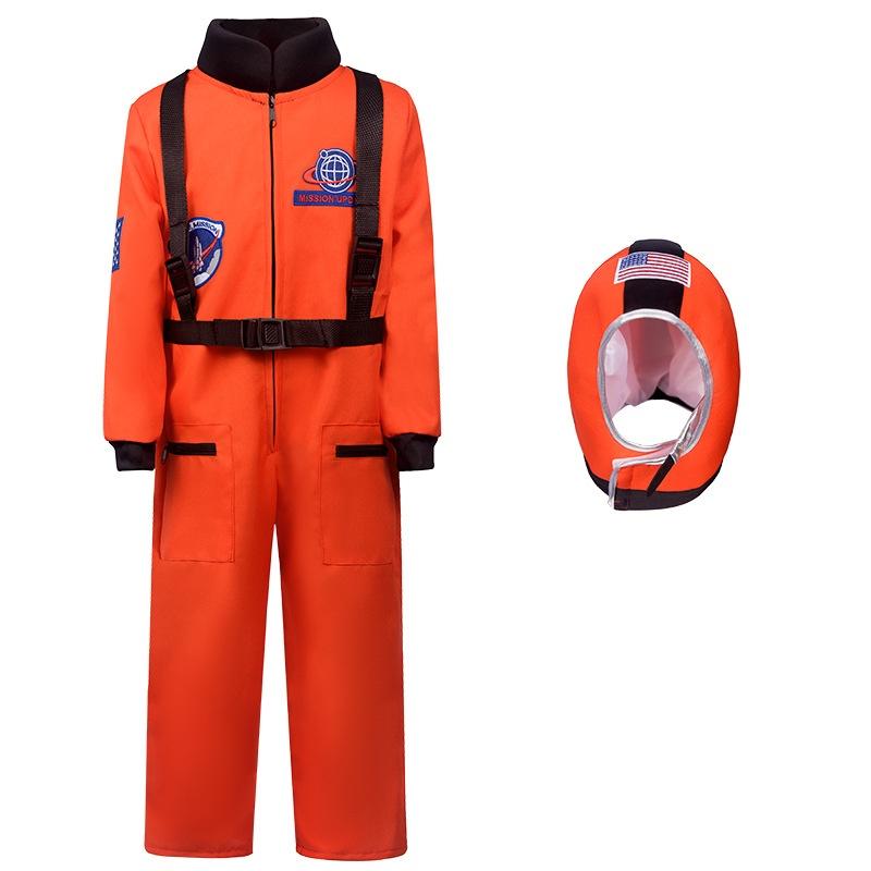 

Space Suit Cosplay Astronaut Costume Mask Jumpsuit Stage Halloween Party Kids M оранжевый
