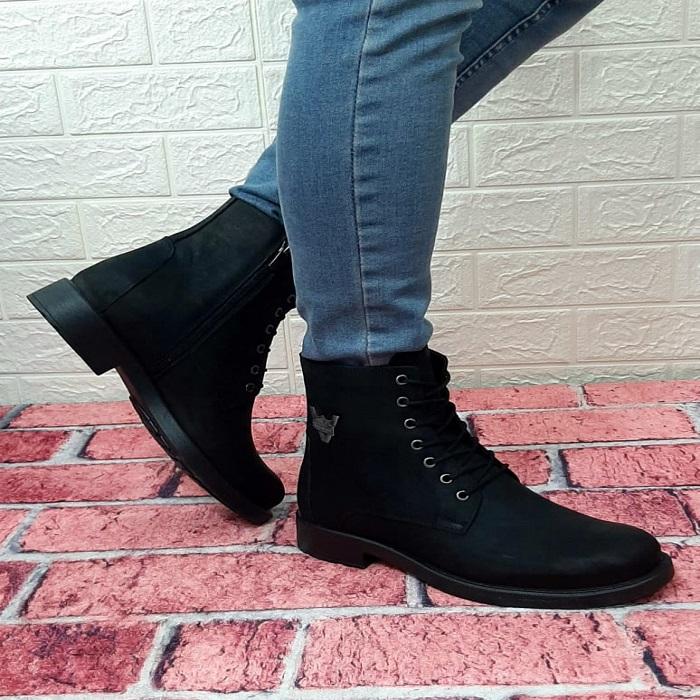 VOYAGER 3517 Black Genuine Leather Men's Boots with Zipper