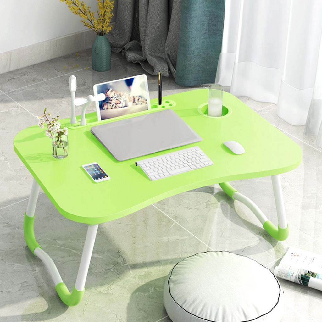 Folding Laptop Stand Holder Study Table Lamp Usb Fan Desk Wooden Foldable Computer Desk for Bed Sofa Tea Serving NEW