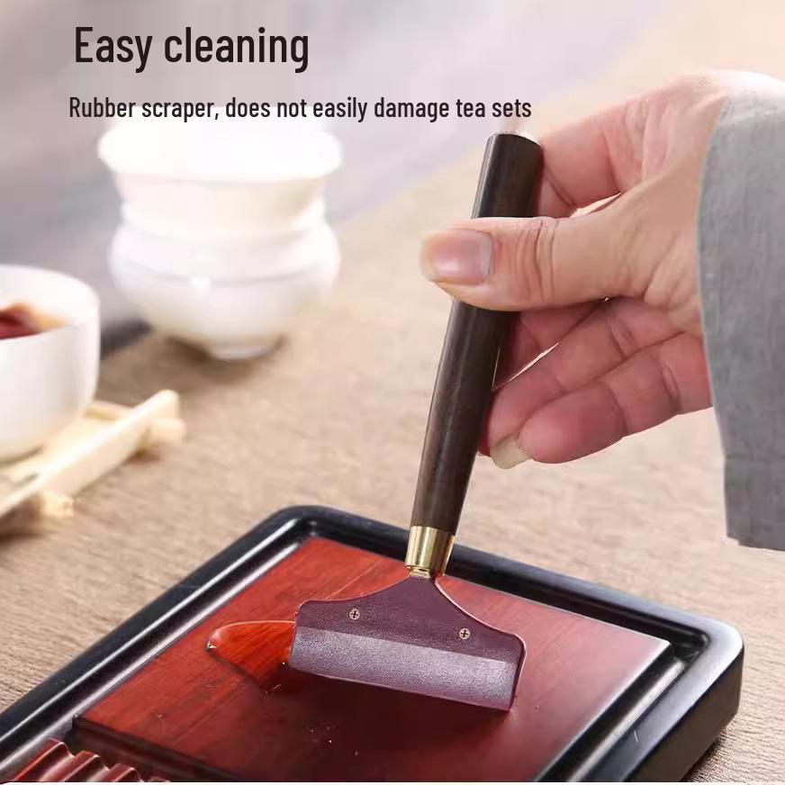 Ebony Handle Silicone Water Scraper Brush for Tea Tray Cleaning - Creative Tea Set Accessory
