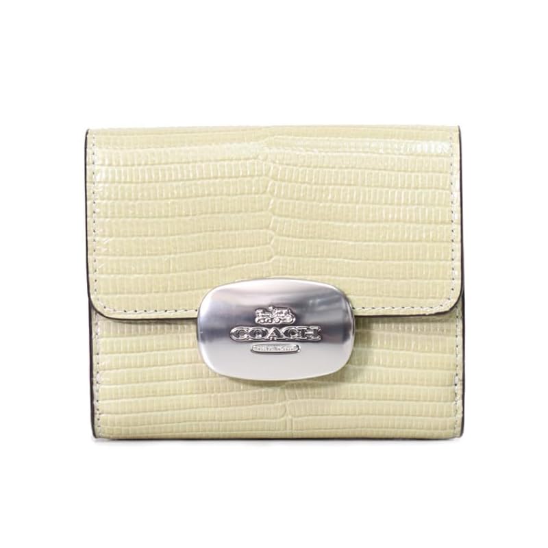 

[coach] wallet lizard leather Embossed small Eliza logo wallet compact bifold wallet pale green CR395 [product]