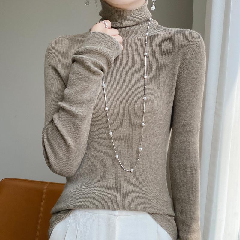 Dámský přiléhavý rolák 2025 - Pletenina z jemné vlny, Jednobarevná základní vrstva