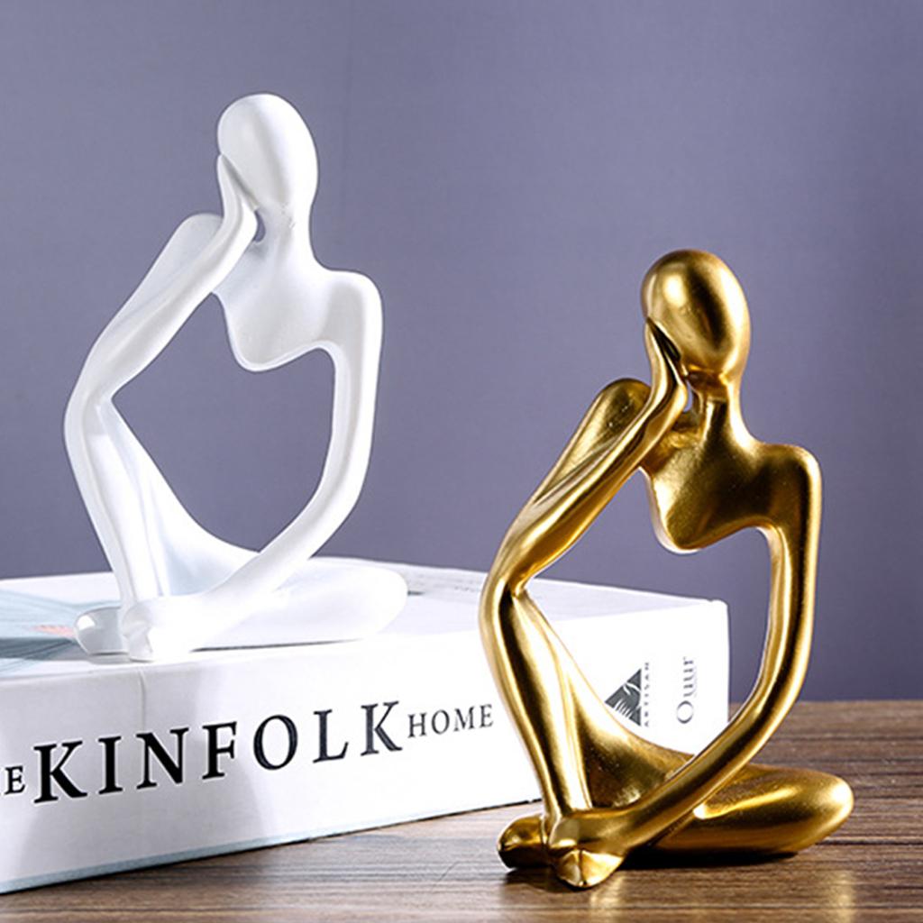 3pcs Thinker Statue Collectible Resin Abstract Man Figurines Desktop Ornaments Christmas Gifts Home Decor for Office Study Shelf